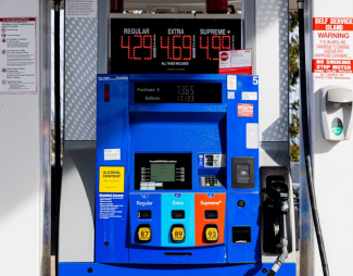 Gas pump at a gas station, ready for refueling a vehicle