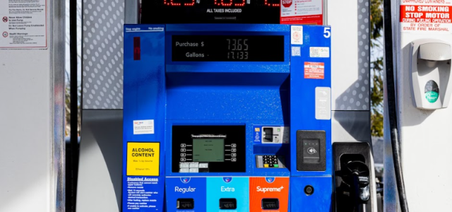 Gas pump at a gas station, ready for refueling a vehicle